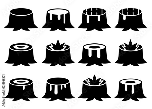 silhouette  of Tree Stump Stages Showing Decay