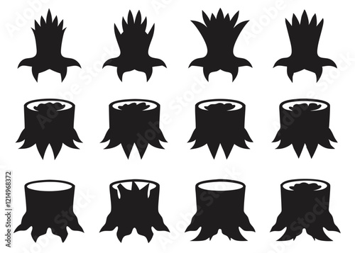 silhouette  of Tree Stump Stages Showing Decay