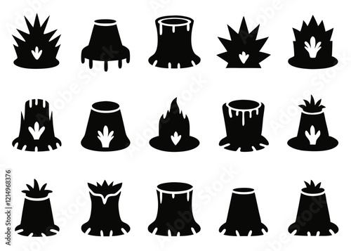 silhouette  of Tree Stump Stages Showing Decay