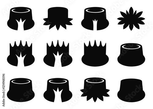 silhouette  of Tree Stump Stages Showing Decay