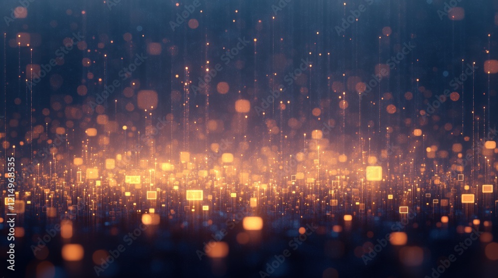 Obraz premium Abstract digital grid with glowing particles on dark background