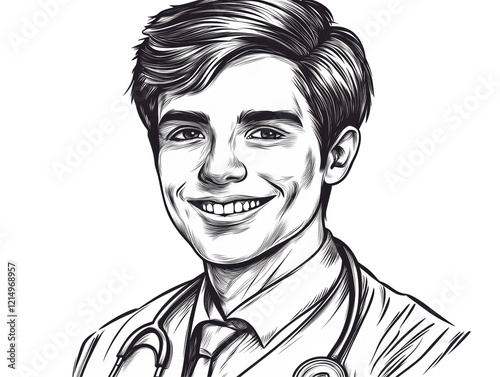 Isolated Doctor Portrait Drawing