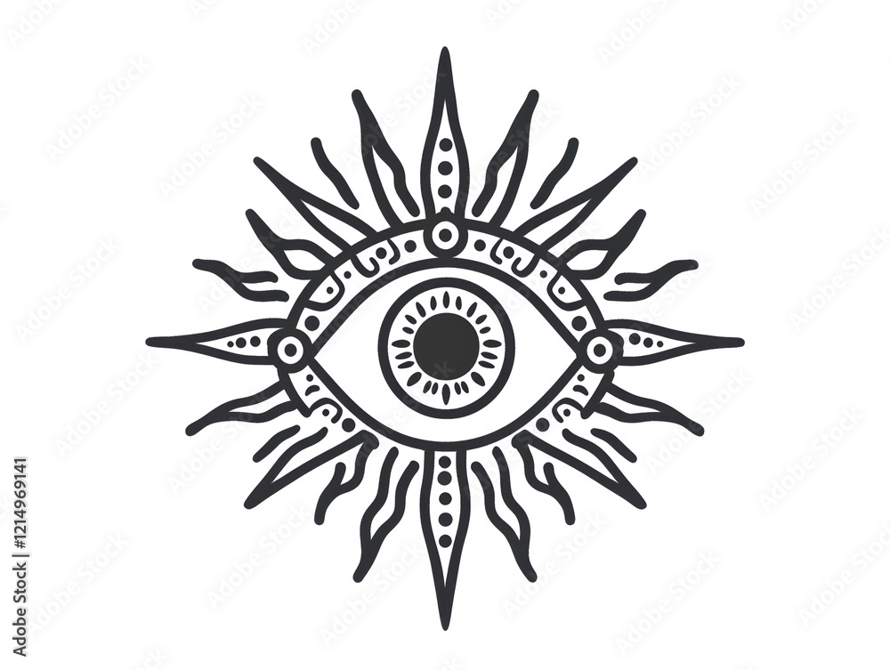 Isolated Eye with Sun Rays Design Isolated Eye with Sun Rays Design