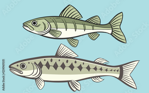 Gudgeon fish bundle design art and illustrator eps