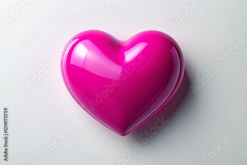 Glossy Pink Heart, Minimalist Style, Isolated Background