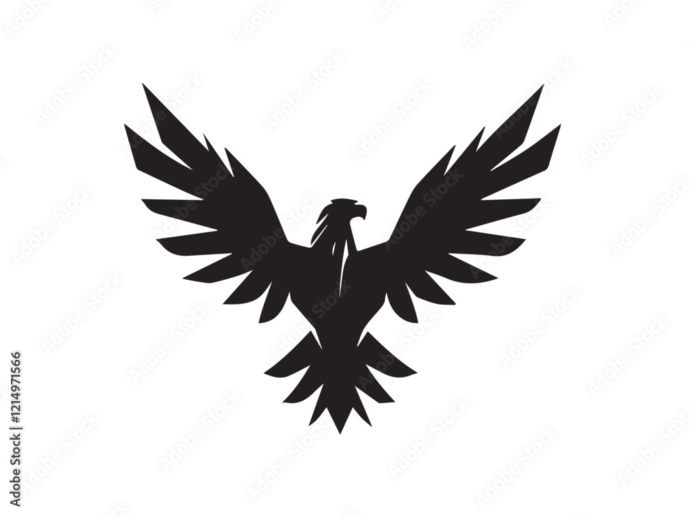 Obraz premium Black Eagle Silhouette. Eagle icon. Black Flying Eagle logo. Black Eagle silhouette isolated on white background. Vector illustration. 