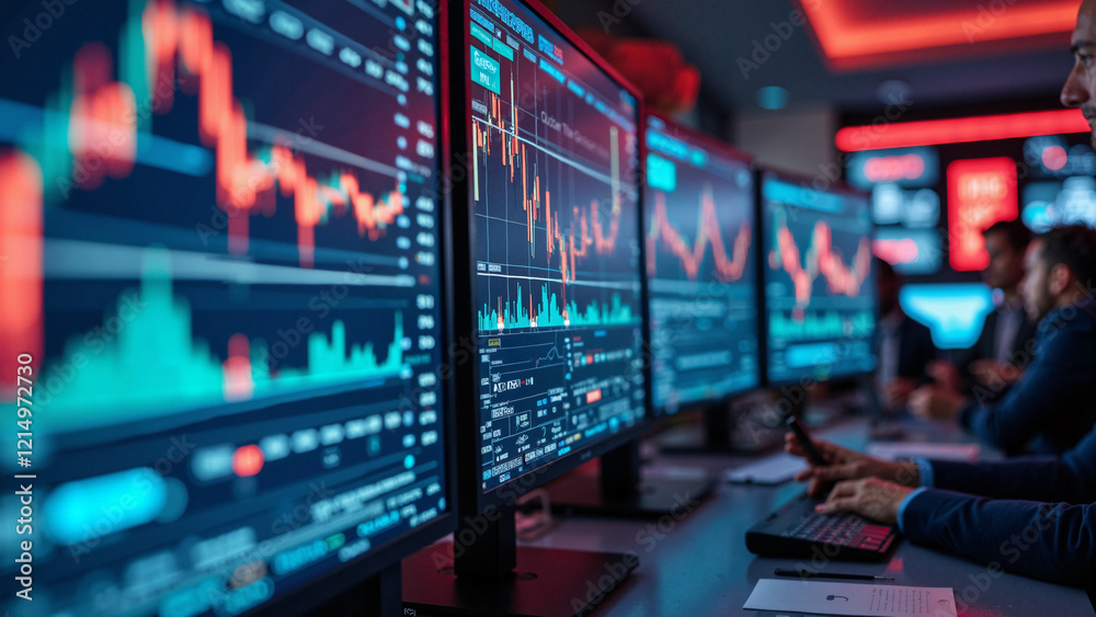 Vibrant Cryptocurrency Exchange Interface in a Modern Trading Room, Ideal for Financial Blogs, Tech Promotions, and Educational Content on Blockchain Technology Vibrant Cryptocurrency Exchange Interface in a Modern Trading Room, Ideal for Financial Blogs, Tech Promotions, and Educational Content on Blockchain Technology