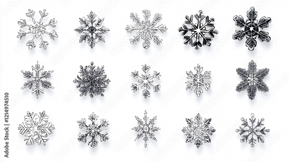 Snowflake Illustration with Snowflake Accents Wide Angle Snowflake Illustration with Snowflake Accents Wide Angle