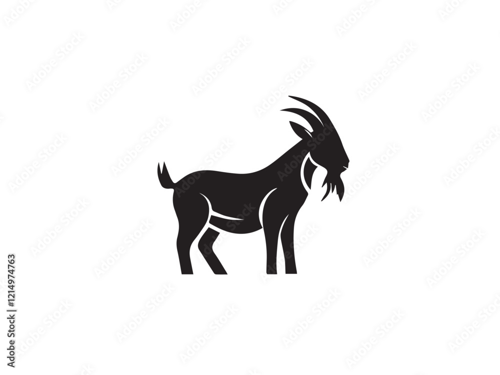 Fototapeta premium Black Goat Silhouette. Goat icon. Black Goat logo. Black Goat silhouette isolated on white background. Vector illustration. 