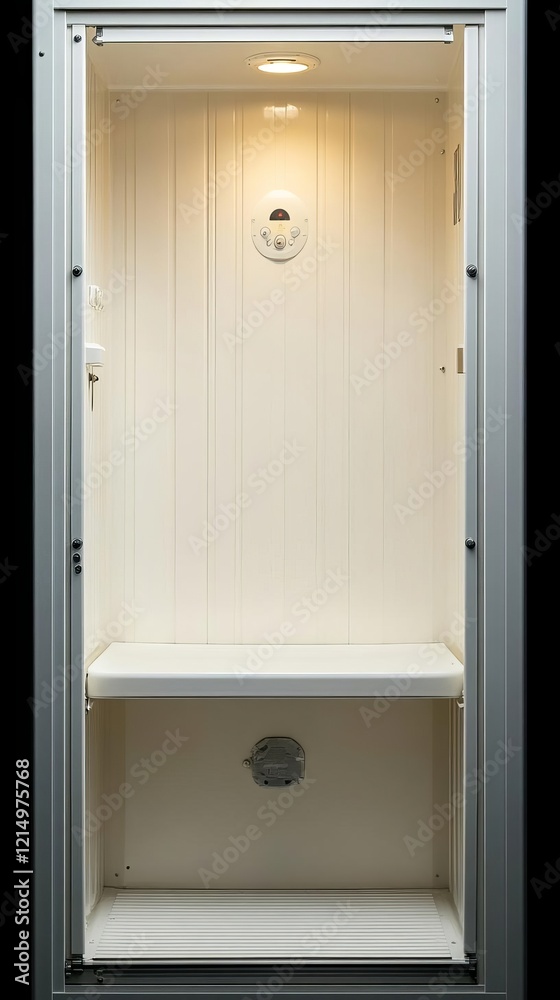 Obraz premium Illuminated Interior Chamber with Bench and Controls