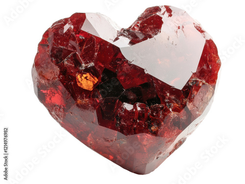 Isolated Red Garnet Crystal Heart Shape