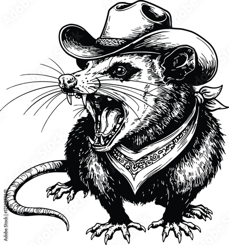 Vintage Raccoon Cowboy Hat Western Cowboy Lover All