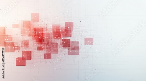 Abstract red digital grid background with geometric squares and lines photo