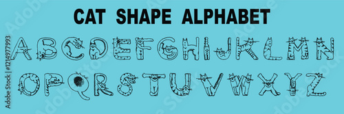 Custom cat style lettering font alphabet set. Vector stock illustration can be used in logo or any purpose. Colors can be easily editable and saved in EPS 10