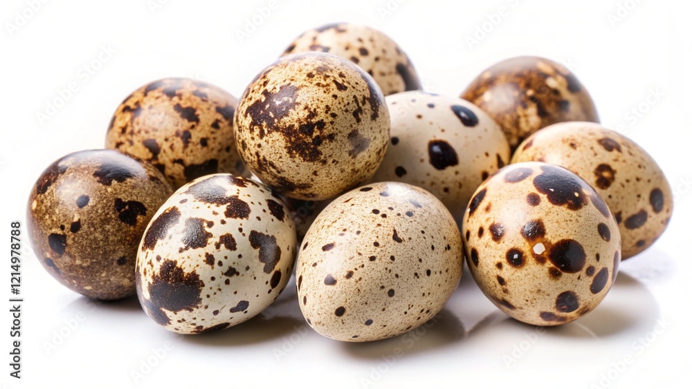 Obraz premium Delicious quail eggs cut out on white 