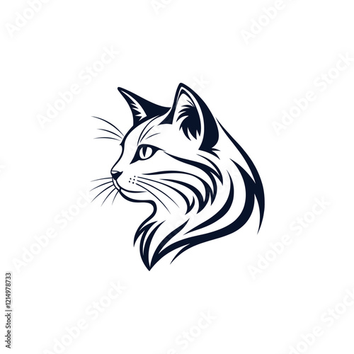 cat logo silhouette vector line art logo design