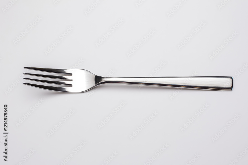 A sleek, stainless steel fork placed on a clean, white background, perfect for culinary-themed designs and presentations. isolated on white background. A sleek, stainless steel fork placed on a clean, white background, perfect for culinary-themed designs and presentations. isolated on white background.