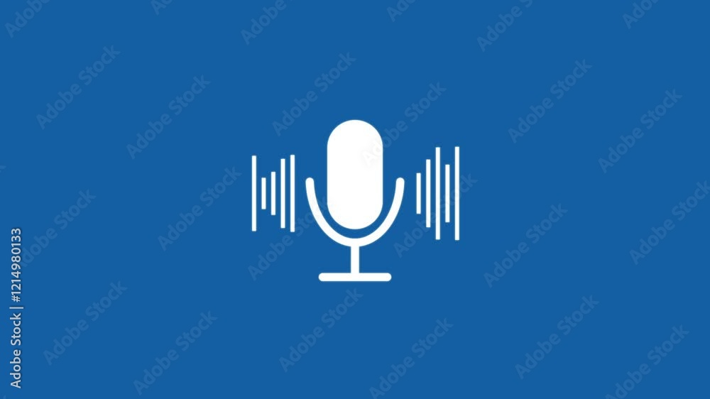voice recording and podcast mic microphone button icon animation. Audio microphone icon animation background