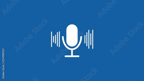 voice recording and podcast mic microphone button icon animation. Audio microphone icon animation background