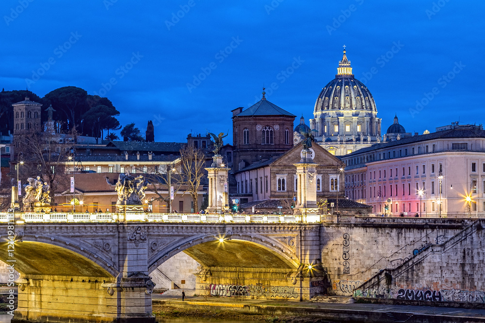 Fototapeta premium St. Peter Basilica with Tiber river, next Jubilee 2025