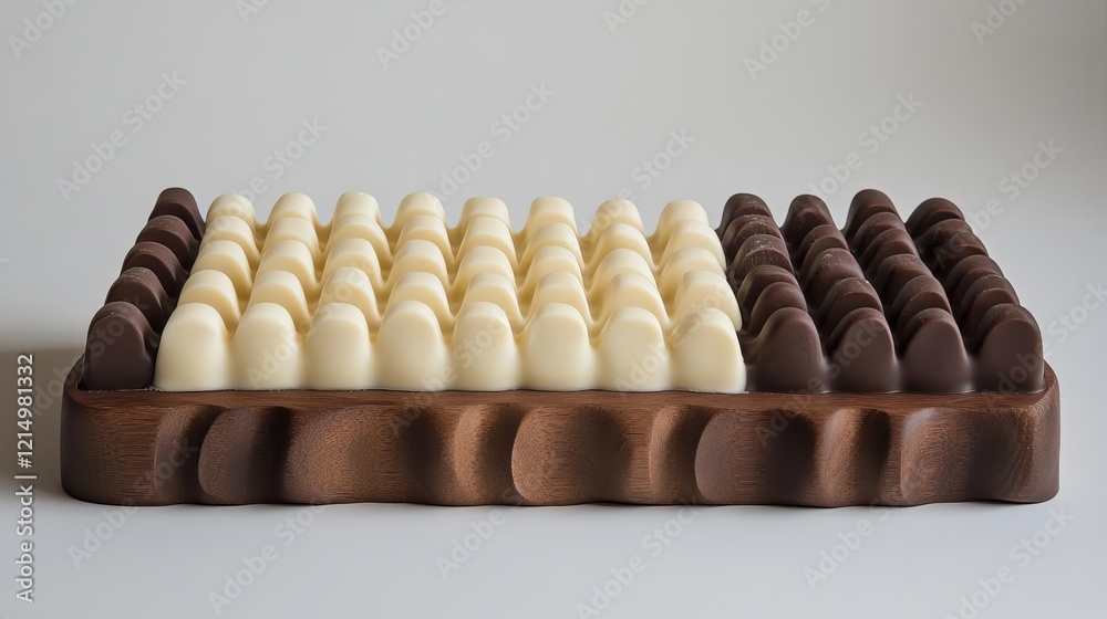Chocolate candies in a wooden tray Chocolate candies in a wooden tray