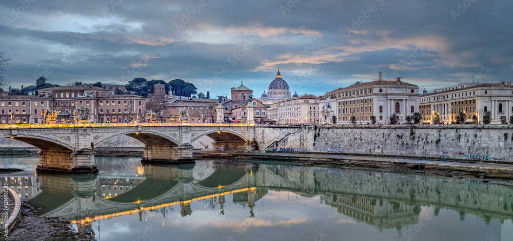 Fototapeta premium St. Peter Basilica with Tiber river, next Jubilee 2025