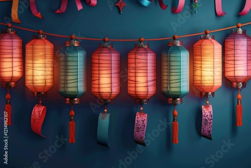 hyper realistic detailed, and blank banner template with text , Mid Autumn Festival , hyper smooth render, banner without text, rule of thirds Intricate Glossy shinny Intricate ,  photo