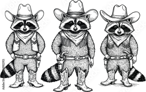 Vintage Raccoon Cowboy Hat Western Cowboy Lover All