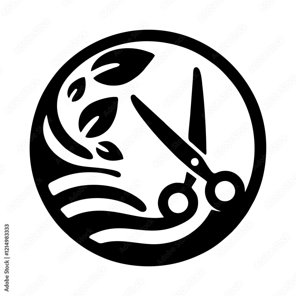 Obraz premium simple vector icon showing barbershop logo design decorative scissors and hair