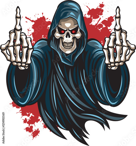 The grim Reaper gesturing middle fingers