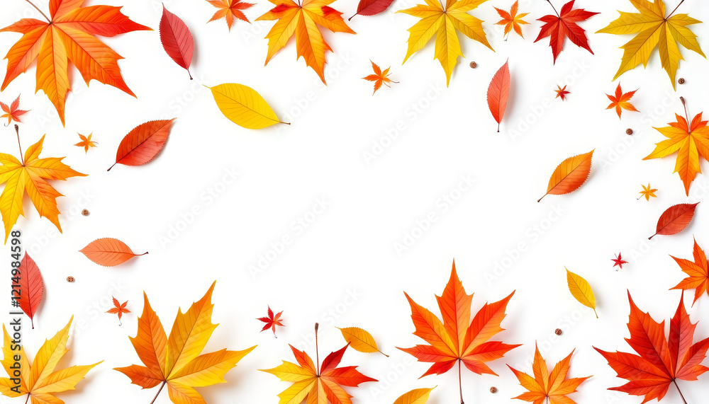 Vibrant autumn leaves surrounded by empty space, seasonal beauty Vibrant autumn leaves surrounded by empty space, seasonal beauty