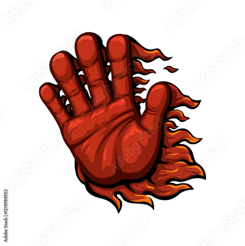 Fire Hand Sign Gesture Cartoon Illustration Vector