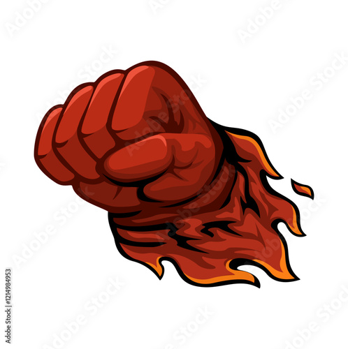 Fire Fist Punch Cartoon Illustration Vector