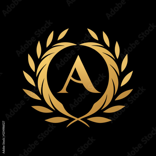 Luxury Laurel Wreath Logo Design in Gold