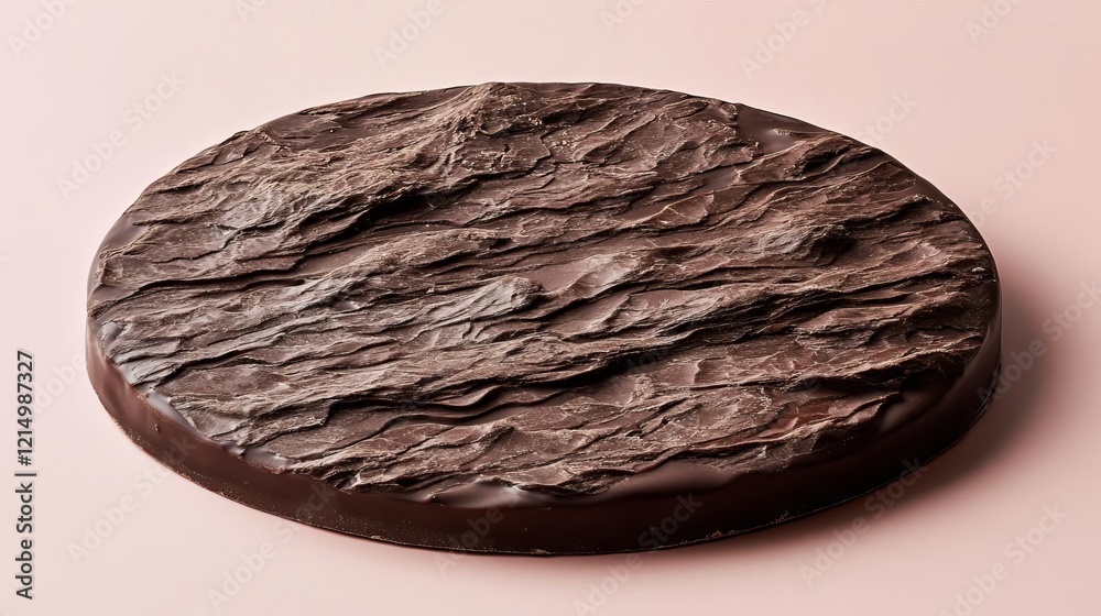 Naklejka premium Dark Chocolate Disc with Textured Surface