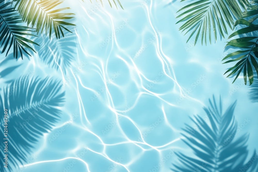 Tropical Poolside Summer Background, Sunlight, Relaxing Tropical Poolside Summer Background, Sunlight, Relaxing