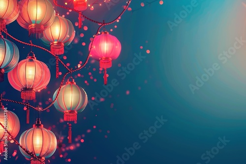 hyper realistic detailed, and blank banner template with text , Mid Autumn Festival , hyper smooth render, banner without text, rule of thirds Intricate Glossy shinny Intricate ,  photo