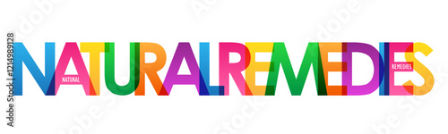 NATURAL REMEDIES colorful vector typography banner