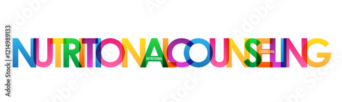 NUTRITIONAL COUNSELING colorful typography vector banner