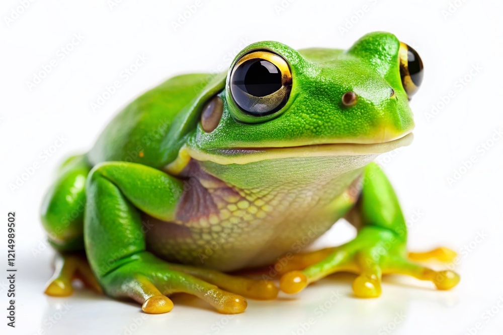Green Tree Frog on White Background - High-Resolution Stock Photo Green Tree Frog on White Background - High-Resolution Stock Photo