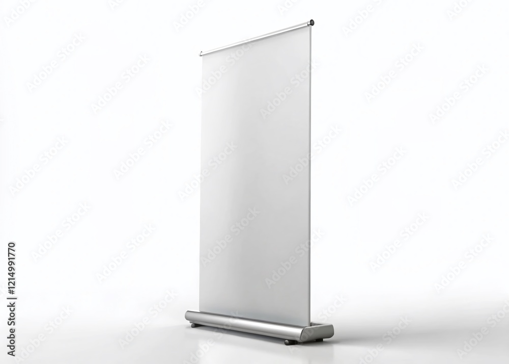 Empty Roll Up Banner Side View, Isolated White Background - Blank Retractable Banner Stand for Mockup Design Empty Roll Up Banner Side View, Isolated White Background - Blank Retractable Banner Stand for Mockup Design