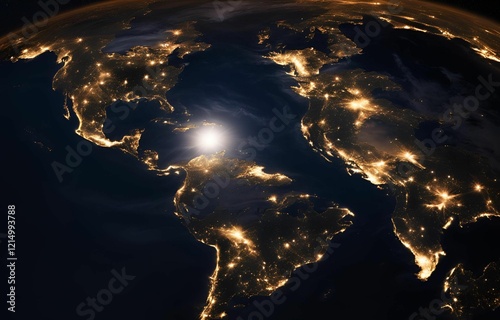 golden earth on black background
