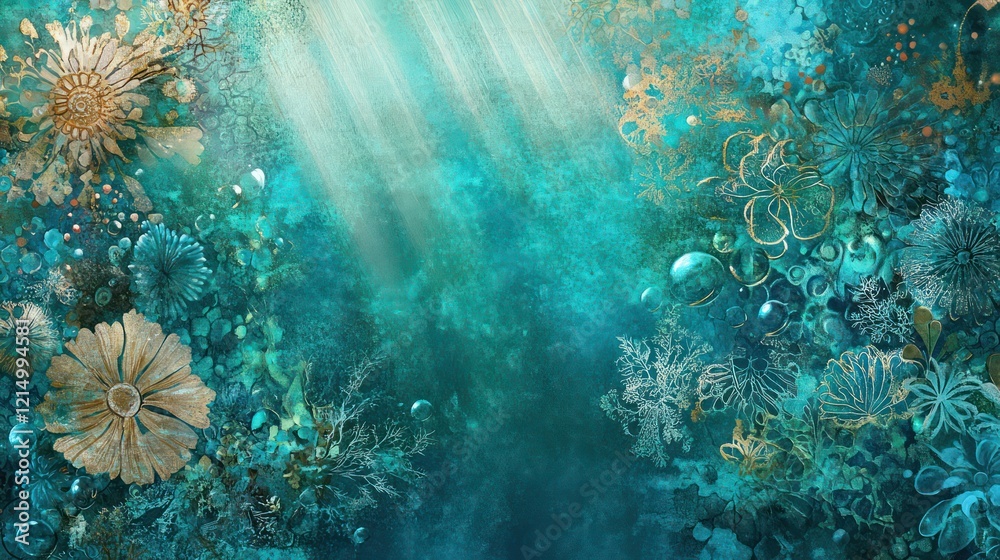 Obraz premium Serene Underwater Background with Cool Aqua and Teal Tones