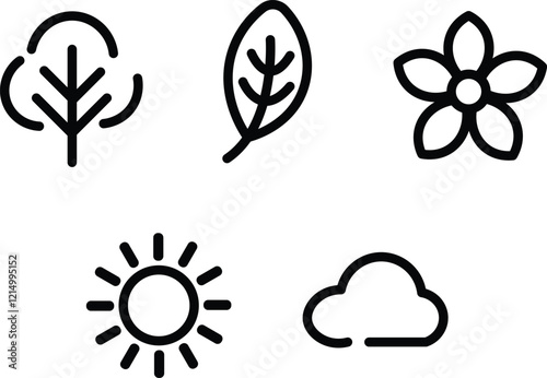 simple flower leaf cloud icons. incredible flower icons art. simple flower vector