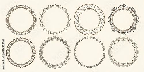 Hand-Drawn Geometric Frames: Abstract Line Art Templates for Titles & Inscriptions