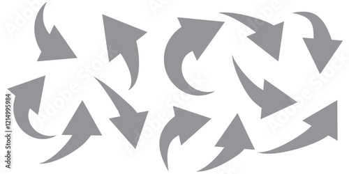 Black arrows icon vector set. Bold arrow symbol curved flat design isolated
