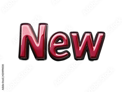 Isolated Glossy 'New' Text