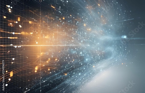 Futuristic Abstract Network Flow Visualizing Data Transmission