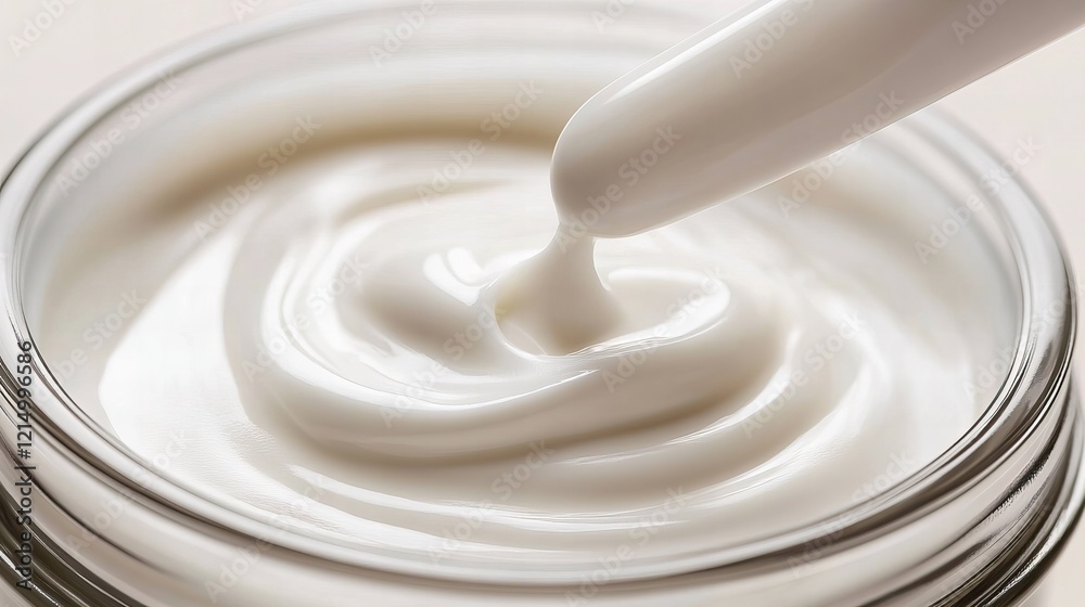 Close-up of a jar filled with creamy skincare product and a spatula, highlighting softness and hydration. Perfect for beauty and wellness product advertising Close-up of a jar filled with creamy skincare product and a spatula, highlighting softness and hydration. Perfect for beauty and wellness product advertising