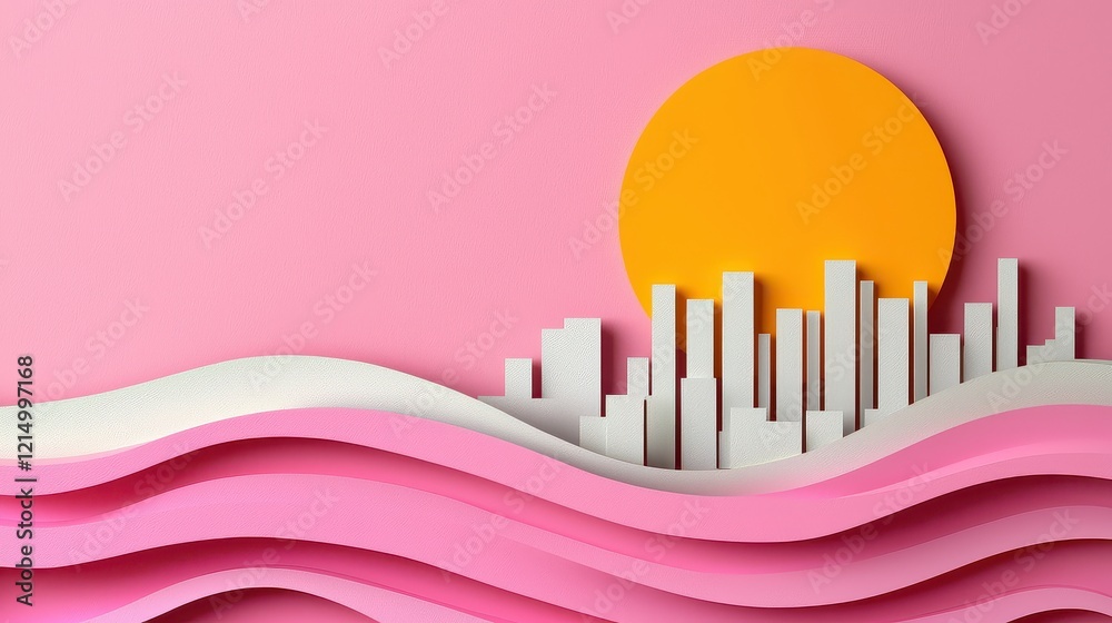 Creative sunset cityscape graphic design pink Creative sunset cityscape graphic design pink